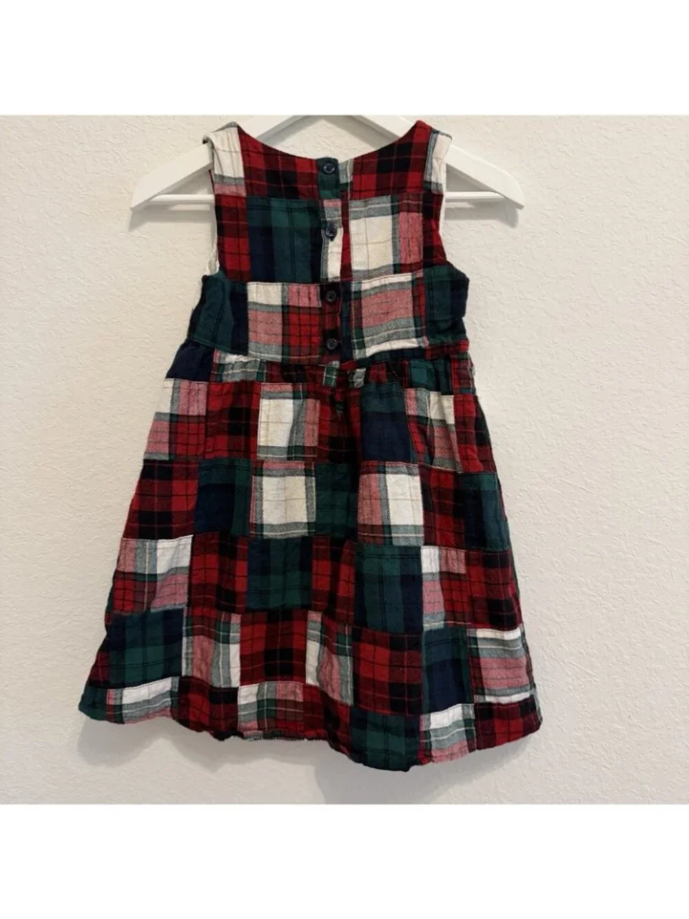 Gymboree Patchwork Sleeveless Christmas Dress Size 6 100% Cotton Red/Green Plaid